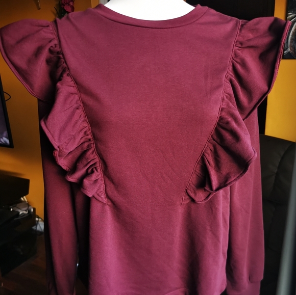 NWT VERO MODA ruffled *organic cotton* sweatshirt - Picture 2 of 4